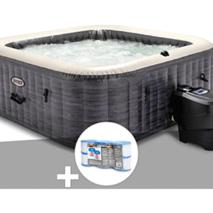 Kit spa gonflable Intex PureSpa Ardoise carré Bulles 6 places