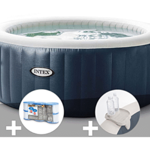 Kit spa gonflable Intex PureSpa Blue Navy rond Bulles 6 places