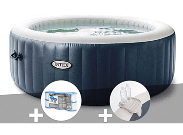 Kit spa gonflable Intex PureSpa Blue Navy rond Bulles 6 places