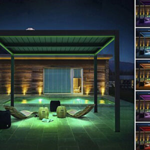 Pergola bioclimatique avec led en aluminium Windsor Gris