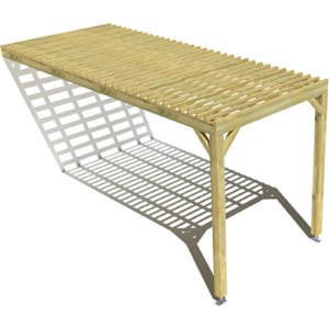 Pergola bois adossée sens profondeur lattage bois 2mx5m
