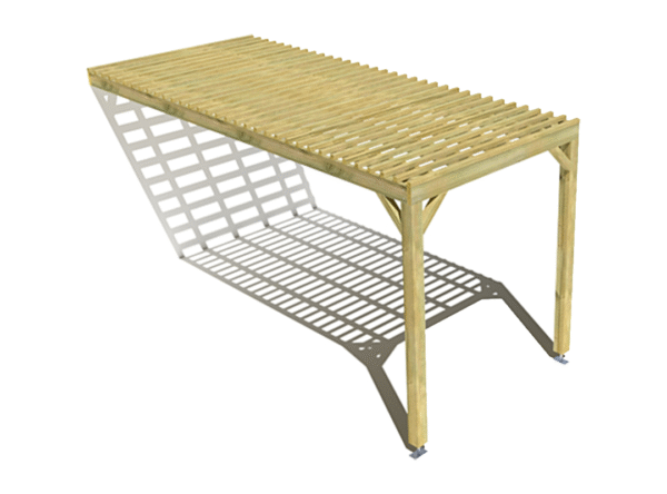 Pergola bois adossée sens profondeur lattage bois 2mx5m
