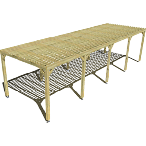 Pergola bois indépendante platelage bois 10mx3m
