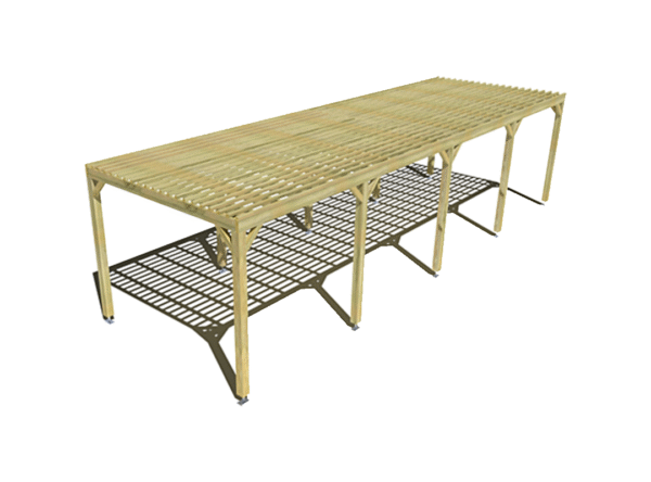 Pergola bois indépendante platelage bois 10mx3m
