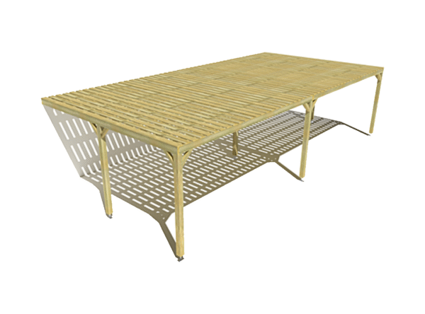 Pergola bois adossée platelage bois 10mx5m