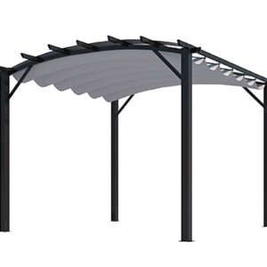 Pergola arche aluminiumacier anthracite toile gris HABRITA