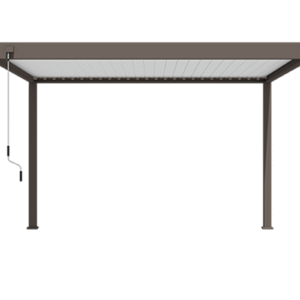 Pergola bioclimatique Ombréa autoportante Taupeblanc 3x4M