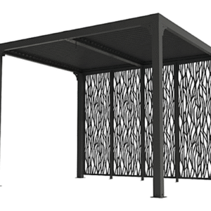Pergola bioclimatique avec panneaux moucharabieh