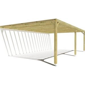 Pergola bois  adossée  sens profondeur 8m x 5m
