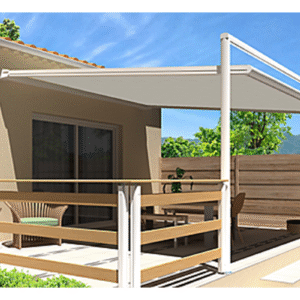 pergola motorisé MELODIE blanc toile grise 4x3m